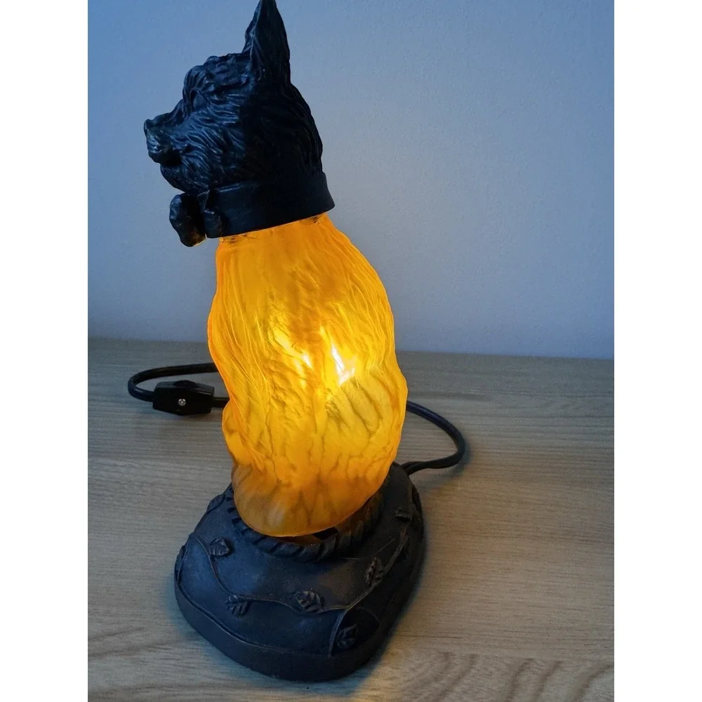Lighted Cat Lamp Amber Glow Accent Light Vintage Style Table Lamp Tested